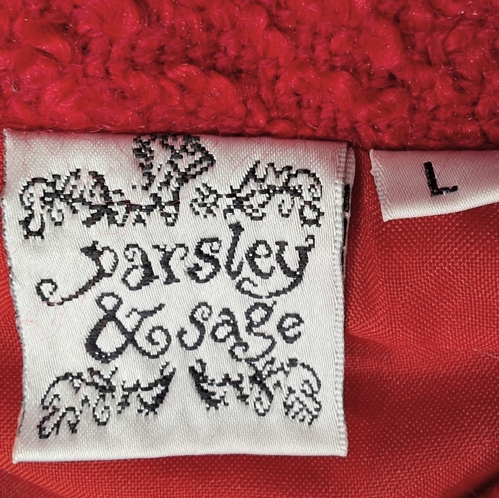 Parsley & Sage~Women Milliner Velvet Red Hatters Whimsical Jacket~Embroider~LRG - Picture 2 of 10